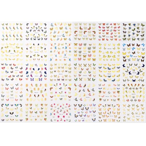 30 Sheets 3D Butterfly Nail Stickers Gold Foil Edge Nail Decals - color: Style-40