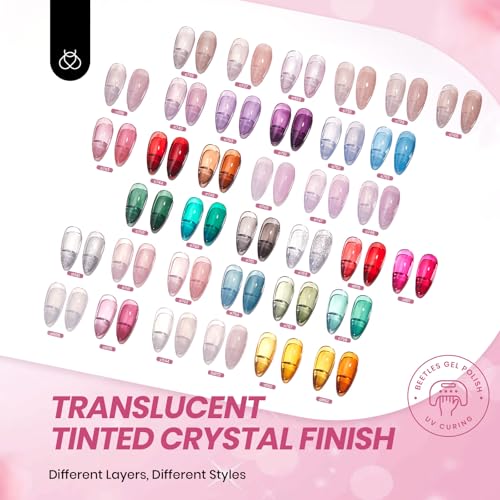 Beetles Jelly Gel Nail Polish Set, 53PCS 36 Colors Gel Polish Kit - color: 0-0-0-Crystal Ice