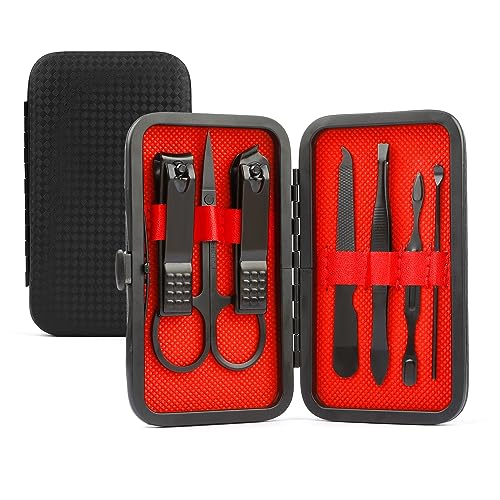 Manicure Set, Stocking Stuffer for Men, Nail Clipper Kit, Nail Clipper Set, Nail Care Kit, 8 In 1 Manicure Kit Grooming Kit Stainless Steel Facial Pedicure Care Tool, Christmas Gifts for Men Dad Teens - color: Black