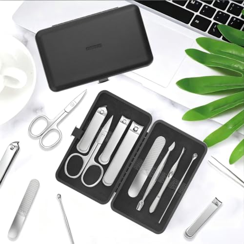 Men Nail Grooming Kit 8 Pcs, Precision Nail Clipper for Men, Silver - color: Silver