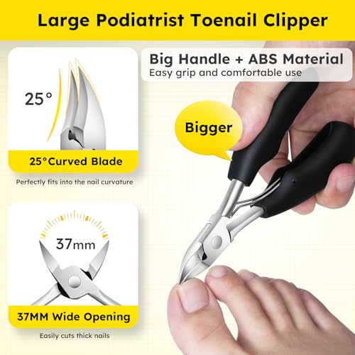 Nail Clippers for Seniors, Heavy Duty Long Handle Ingrown Toenail Clippers - size: Angled Head 6pcs