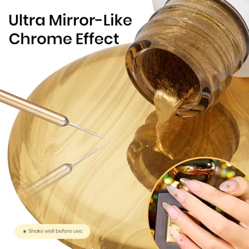 Beetles Metallic Gold Gel Liner 7ml French Tip Gel Polish 3D Mirror Effect - color: B - Gold-1