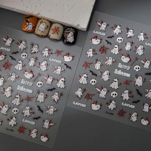 Halloween Ghost Nail Stickers Cute &Spooky Nail Decals - color: Color-39