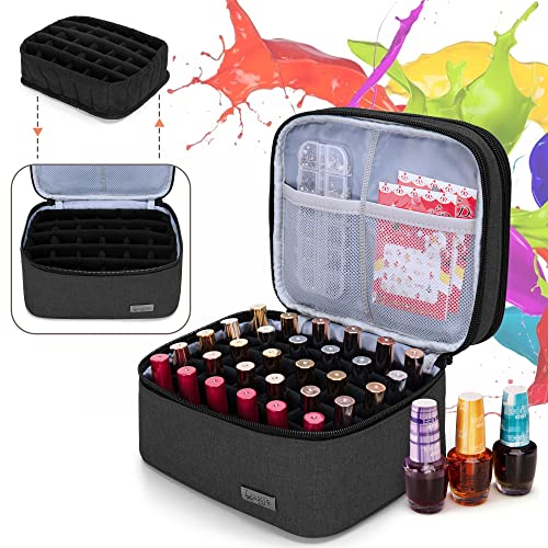 LUXJA Nail Polish Storage Case Holds 20 Bottles, Black - color: Black