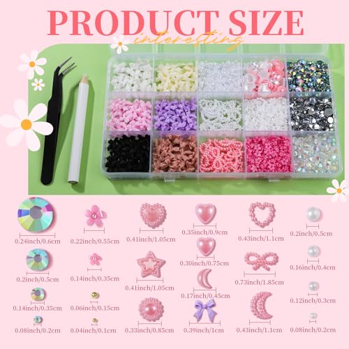FANDAMEI Nail Charms and Gems, Charms for Nails Design, Nail Art Charms, Nail Design Kit, Rhinestones for Nails, Nail Gems, Bow Charms for Nails, 3D Flowers for Nails, Pearls for Nails