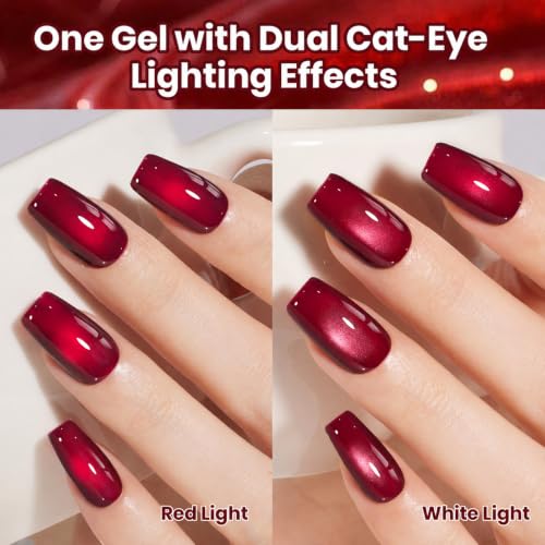 Beetles Red Halloween Cat Eye Gel Nail Polish, 15ML Wine-Stained Cherry - color: C - Red | Wine-Stained Cherry