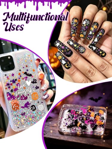 24 Grids Halloween Nail Glitter Kalolary Nail Art Sequins - color: Halloween A