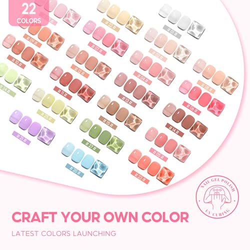 COSCELIA Jelly Gel Nail Polish 22 Colors with 3PCS Base Top Coat Translucent Pastel Nude Pink Green U V Gel Polish Soak Off Nail Gel Kit for Salon Home Nail Art - color: 21 Colors Jelly Gel Nail Polish 01