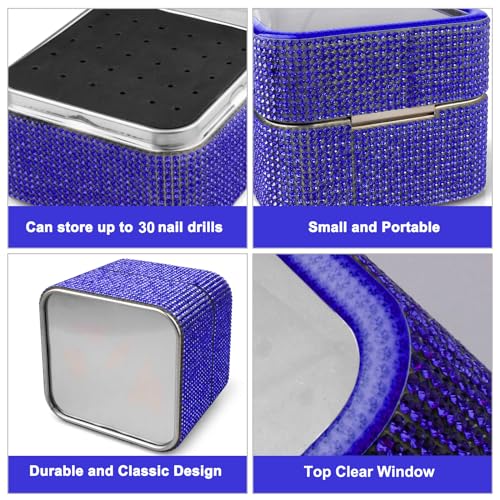 Cellentool 30 Holes Nail Drill Bits Holder Rhinestone Case Box - color: Deep Blue, size: 30 Holes