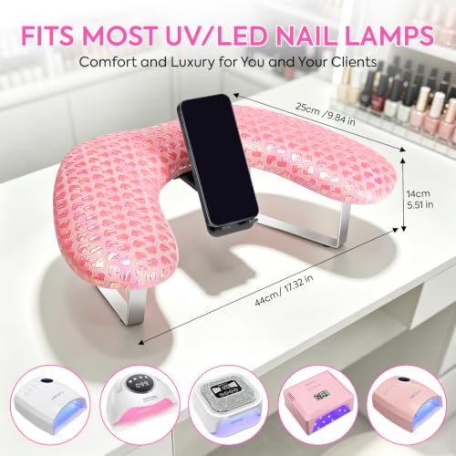 Arm Rest for Nails Tech, Manicure Hand Rest, U-shaped Armrest - color: Pink