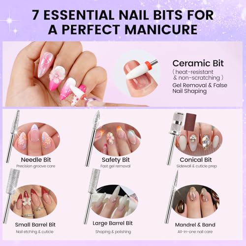 Nail Drill with Mini Dust Collector & Storage Bag, Electric Manicure Sets - color: Silver
