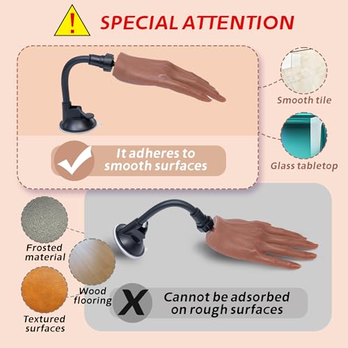 Realistic Silicone Practice Hand for Acrylic Nails, Flex Fingers - color: Suction Cup Stand Color 5 Mount Prominent Bone Contours