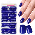 Short Blue Press on Nails Square Fake Nails Press ons Blue Glue Nails-F - color: Blue