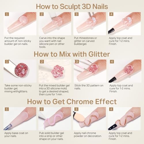 MIZHSE Solid Builder Gel for nails, 3 Colors Sculpting Gel for Nails - color: 15g Clear+White+Pink