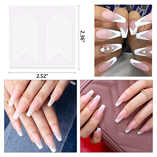 2520 Piece French Tip Nail Guides & Stencils - 90 Self-Adhesive Nail Art Stickers for French Manicure Designs - color: No3