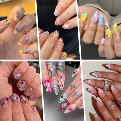 Colorful Star Nail Charms 3D Mini Nail Art Rhinestones Bedazzling Kit - color: Color-10