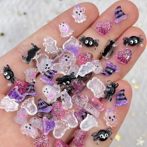 50Pcs Cute Halloween Nail Charms 3D Mixed Resin Nail Rhinestones - color: Color-1