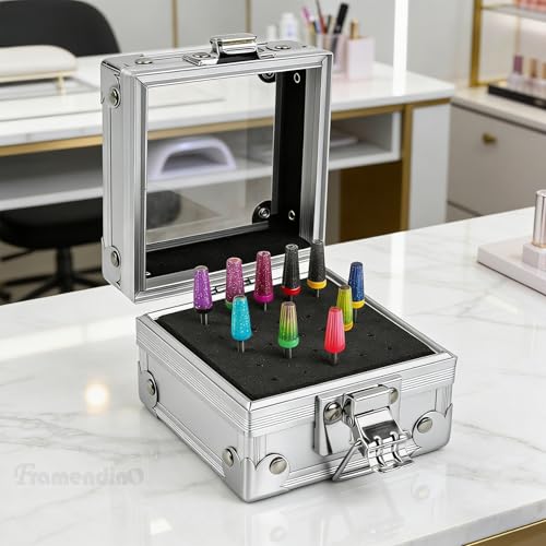 Framendino, Nail Drill Bits Holder Container Stand Manicure Tools Polishing Heads Storage Box - color: 25 Holes