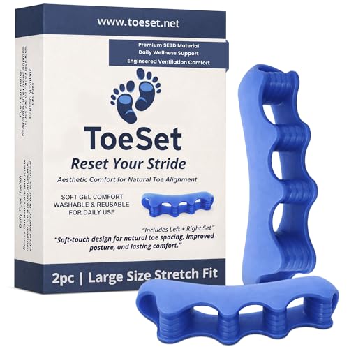 Toe Separators – Soft Gel Toe Spacers for Alignment, Stretching, Yoga and Everyday Foot Comfort (Large) - size: Large