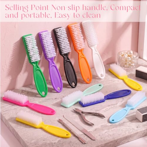Patelai 15 Pieces Nail Brush Handle Grip for Fingernail Toe Scrub Cleaning - color: Mixed