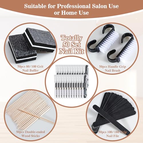 50 Sets Disposable Manicure Kit(50 Set-Black) - size: 50 Set-Black