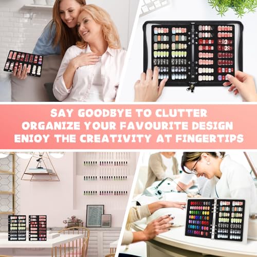 KEIFIN 6 Pcs Press On Nail Book Display Organizer Binder A5 Inserts, Black - color: BLACK