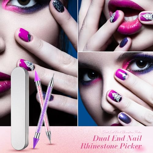 Tatuo 2 Pcs Rhinestone Picker Tool Kit with 2 Wax Head, Pink, Purple - color: Pink, Purple