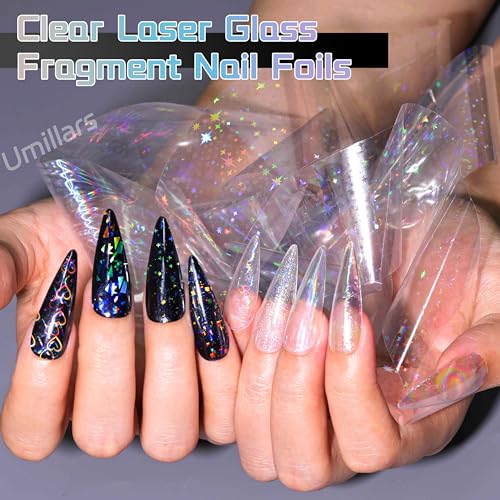 10-Roll Aurora Nail Foil Transfer Sheets Clear Laser Holographic Nail Foils - color: Clear Aurora Foil_02