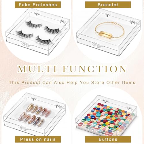 Landhoow 15 Pcs Press on Nail Box, Acrylic Display Case,Clear - color: Clear