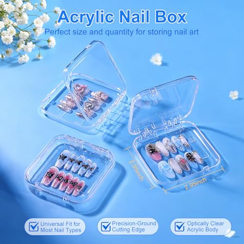 64 Pcs Acrylic Press On Nail Storage Box with Adhesive Double Sided Tape - size: 64 Pcs