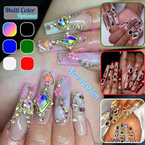 24pcs Crystal AB Nail Rhinestone Luxury Nail Charms 3D Heart Charms for Nails Big Nail Gems Nail Crystal Diamonds Jewelry Stones Alloy Nail Art Studs Nail Art Supplies w Box for Nails Decorations - color: Luxury Charms - Crystal AB, size: 1 Box