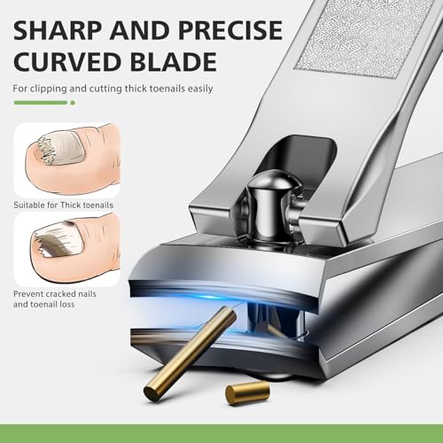BALUCA Curved Toenail Clipper for Men, Professional Finger Nail Clipper for Women for Thick Nails, Stainless Steel Nail Cutter for Accurate Trimming and Grooming (Pear Silver) - color: Pear Silver