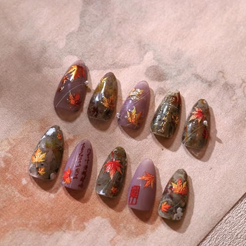 5D Embossed Nail Stickers Maple Leaf Gold Leaf Nail Stickers for Nail - color: Gold Leaf
