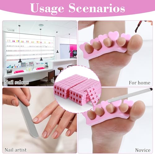 100 Pcs Sponge Toe Separators Soft Finger Separators Premium Pedicure Tool Kit Flexible Toe Divider Spacer for Polishing Pedicure Manicure Coating Nail Art Beauty Accessories (Pink) - color: Pink