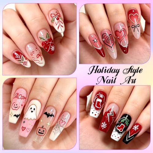 12 Colors Nail Art Pens Set, TOROKOM Nail Art Markers 3D Nail Polish Pens - color: 6 Color-A