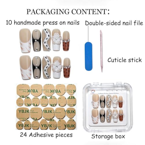 Handmade Medium Taper Square Press On Nails|Reusable & Salon QualityO932, L - color: O932, size: L