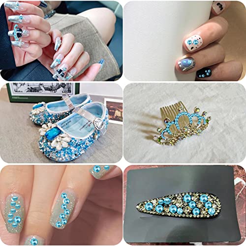 Beadsland Flatback Rhinestones, Aquamarine, 7200pcs Mixed 6 Sizes - color: Aquamarine