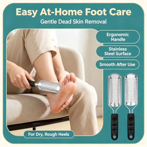 14 Pack Colossal Foot File Pedicure Tools Sets with 2 Styles Large and Small Hole Replacement Callus Remover Blades, Stainless Steel Detachable Pedicure Foot Rasp for Dead Skin Remover