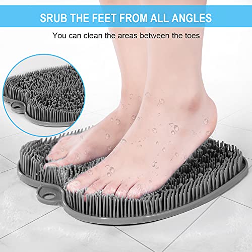 BESKAR XL Larger Shower Foot Scrubber Mat with Non-Slip Suction Cups - color: Gray