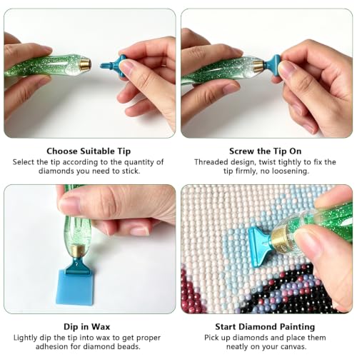 26 Piece 5D Ergonomic Diamond Art Painting Pens Kit,Green - color: Green