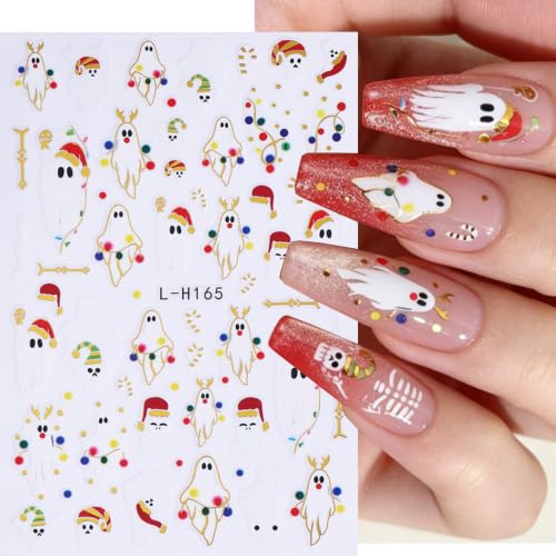 Halloween Ghost Nail Art Stickers Pumpkin Face Spider Webs Nail Art Decals 4 Sheets 3D Self-Adhesive Halloween Stickers Flower Maple Leaves Nail Designs for Women Holiday Nail Supplies Decorations - color: Halloween Style9