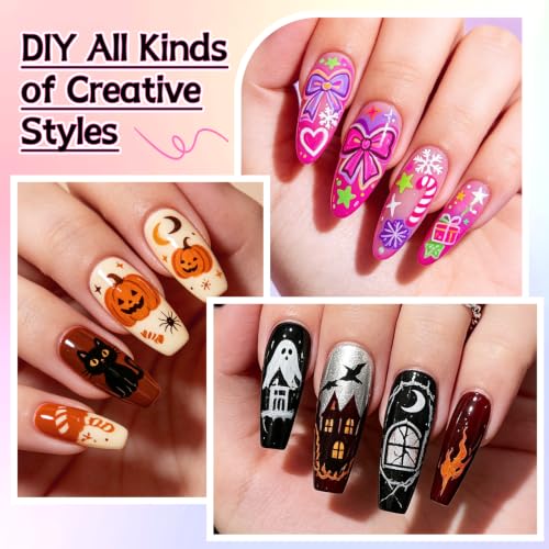 12 Colors Nail Art Pens Set, TOROKOM Nail Art Markers 3D Nail Polish Pens - color: 12 Color-D