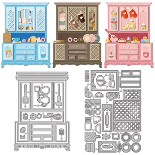 GLOBLELAND Cabinets Cutting Dies Bakery Metal Die Cuts Dessert Coffee Cutting Embossing Templates for Scrapbooking Craft Paper Cards Making - style: Cabinet