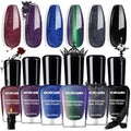 Morovan Dark Nail Polish Set: 6 Color Gothic Black Glitter Deep Purple Gift - color: Midnight Gothic
