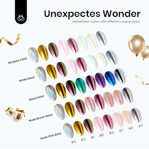 Beetles Chrome Nail Powder Set 8 Colors Mirror Effect Metallic - color: A - Multicolor-8