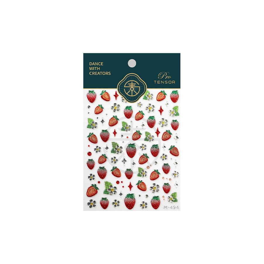 1 Sheet 5D Embossed Strawberry Nail Stickers Red Strawberry Jelly Nail Art Stickers Fruit Nail Decals Cute Red Strawberries Design Strawberries Nails Supplies for Women Summer Manicure Decor Supplies - style: strawberry