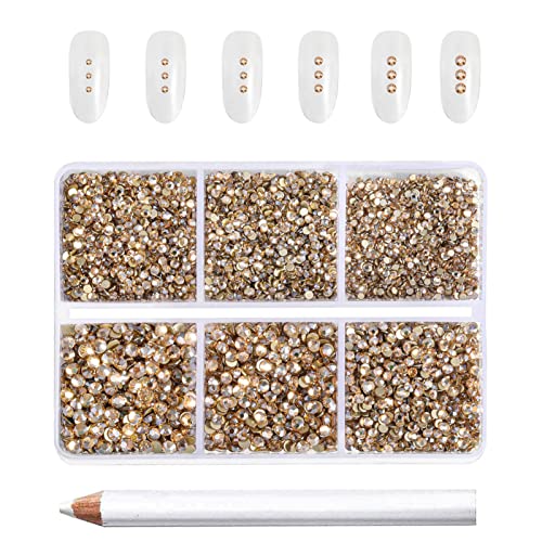 Beadsland Flatback Rhinestones, Golden Shadow, 7200pcs Mixed 6 Sizes - color: Golden Shadow