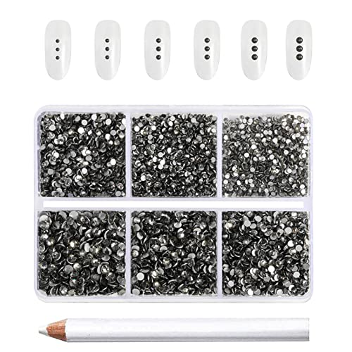 Beadsland Flatback Rhinestones, Black Diamond, 7200pcs Mixed 6 Sizes - color: Black Diamond