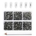 Beadsland Flatback Rhinestones, Black Diamond, 7200pcs Mixed 6 Sizes - color: Black Diamond