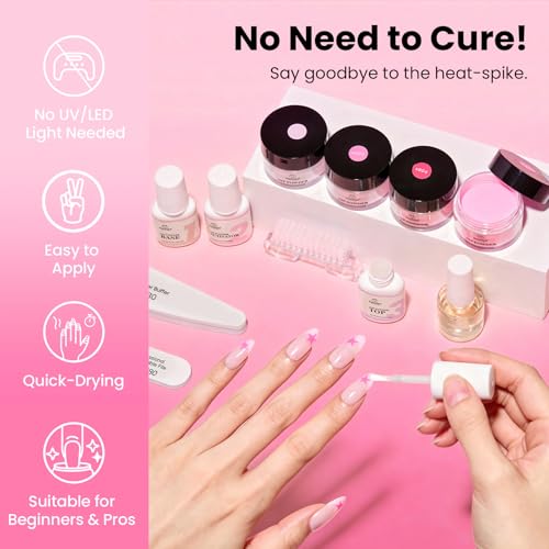 Beetles Pink Dip Powder Nail Kit, 6 Colors Light Hot Pink Cherry Neon - color: Gluten Free